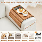 GEHE Acacia Wood Sofa Arm Tray, Foldable Couch Arm Tray Side Table, - Image 5