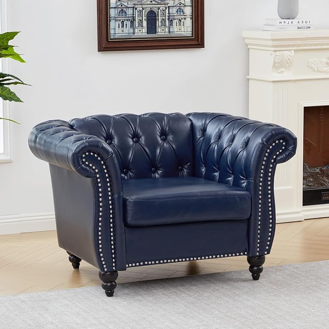 Mid-Century Sofa Chair, Faux Leather Accent Chair - Image 8