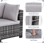 KIGOTY Patio Furniture Set, 14 Pieces Modular Outdoor Sectional Sofa, PE Rattan - Image 5