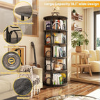 Aheaplus 5 Tier Rotating Bookshelf Tower, 360 Display Spinning Bookcase - Image 4