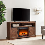 OKD Fireplace TV Stand for 65+ Inch TV, Rustic Media Console w/Sliding Barn - Image 7