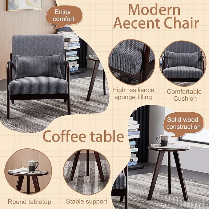 Beige Midcentury Modern Accent Chair - Image 6