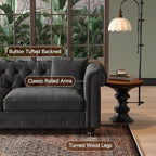 ONBRILL 82 Inch Chesterfield Sofa, 23 Inch Deep Seat Velvet Couch - Image 4