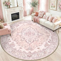 RELEANY Washable Area Rug, Round 8ft, Water Repellent, Pet Friendly, Vintage by RELEANY