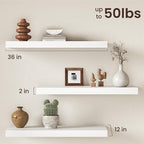 36Inch White Floating Shelves for Wall, 12 Inch Deep Shelves for Bedroom - Image 3