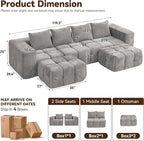 119" Boneless U-Shaped Sofa Couch - Image 2