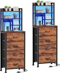 Furnulem Night Stand Set 2, LED Nightstand by Furnulem