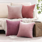 MIULEE Soft Corduroy Decorative Throw Pillow Covers Purple Pink 18x18 | Set of 4 - Image 2
