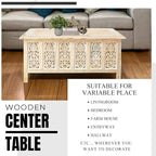 Rectangular Coffee Table – 36x18 Inch White Wash Finish Modern Wooden Center - Image 6