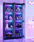 AODK Display Case with LED Lights, Display Cabinet with Open Glass Shelves - Image 4