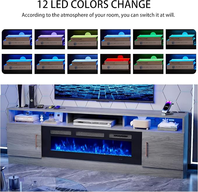 oneinmil 78" Fireplace TV Stand - Image 4