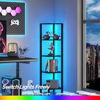 TUTOTAK Corner Shelf with LED Light, 5-Tier Corner Bookshelf - Image 3