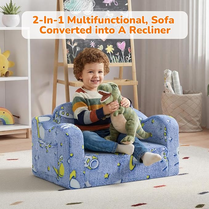 MeMoreCool Glowing Rocket Kids Chair, Glow-in-the-Dark Space Kids Couch - Image 5