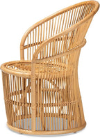 Modern Bohemian Natural Brown Rattan Accent Chair Eclectic Handmade - Image 4