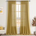 Gold Linen Curtains 108 Inches Long by Nanspring