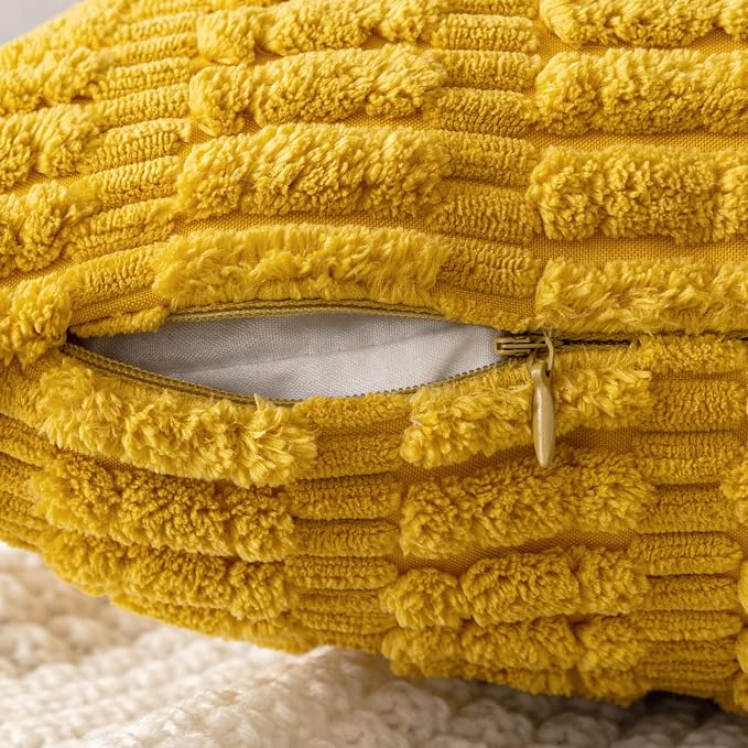 MIULEE Lumbar Corduroy Decorative Throw Pillow Covers 12x20 Mustard Yellow | - Image 3