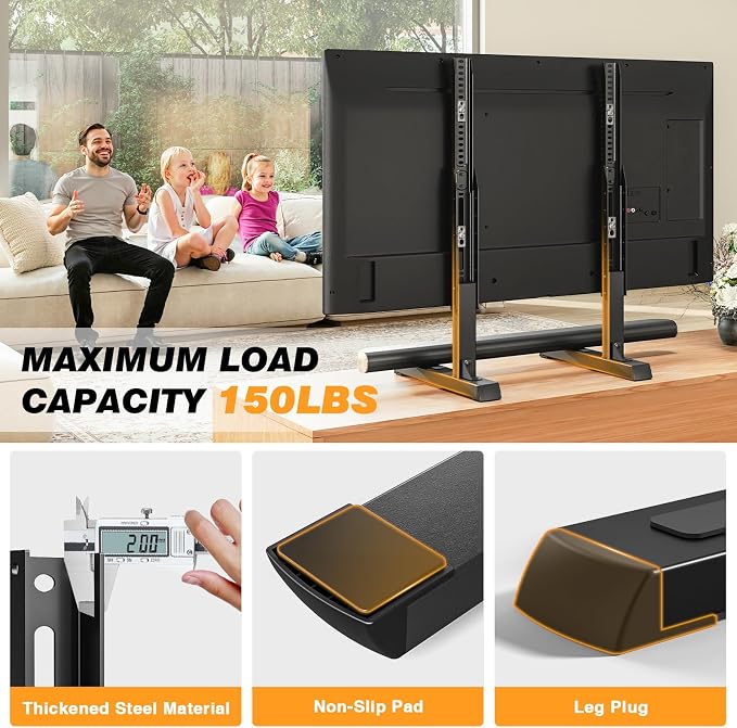 Universal TV Stand Mount for 24-80 inch Flat or Curved TVs, Height Adjustable - Image 4