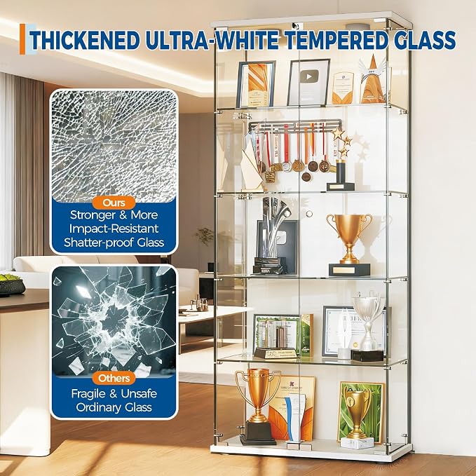 IDEALHOUSE Tempered Glass Display Cabinet - Image 6