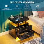 WOOVIVS Night Stand Set 2 with USB/Type-C/Wireless Charging Station, Blakc - Image 7