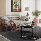aboxoo Black Nesting Coffee Glass Table Set of 2, Metal Freme Side End Tables - Image 9
