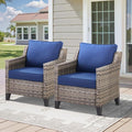 Patio Chairs Set of 2-All Weather Rattan Wicker Outdoor Chair by AMCLOBA