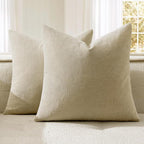 MIULEE Ivory Chenille Couch Throw Pillow Covers, 18x18 | Set of 2, Soft Neutral by MIULEE