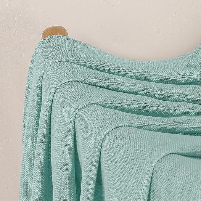 Chyhomenyc Aqua Green Semi Sheer Curtains 84 Inches Long 2 Panels Set, Light - Image 8