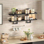 HOOBRO Floating Shelves, 15 Inch Wall Shelf Set of 2, Wall Mounted Storage - Image 2