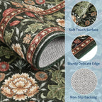 GarveeHome Green Washable Area Rug 5x7, Retro Floral Low Pile Non Slip Living - Image 4