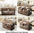 Memobarco 40" Lift Top Coffee Table, 4 in 1 Multi-Function Lift Coffee Tables - Image 7