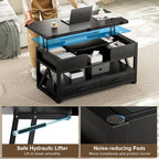 Memobarco 40" Lift Top Coffee Table, 4 in 1 Multi-Function Lift Coffee Tables - Image 5