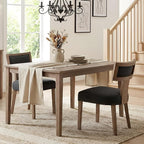 HNY Mid Century Modern Dining Chairs Set of 2, Farmhouse Linen Fabric by HNY