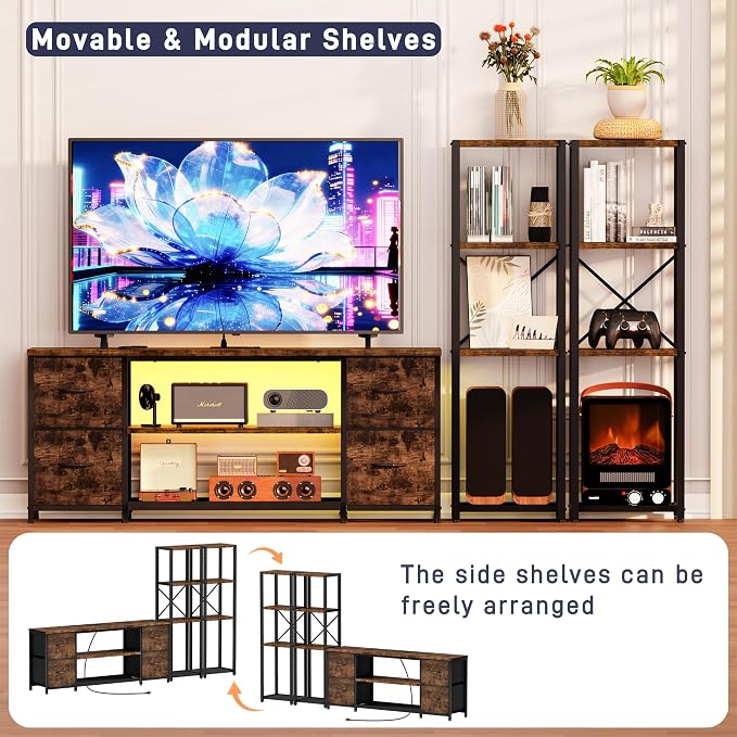 LED TV Stand Bookshelf Combo - Image 6