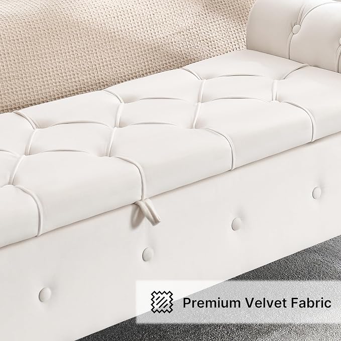 Storage Bench for Bedroom, Velvet 67" End of Bed Bench, King Size Bench - Image 9