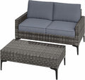 Jing's Villa 2-Piece Outdoor Sectional Set, All-Weather Wicker Patio Furniture by JingsVillaOutdoorFurniture