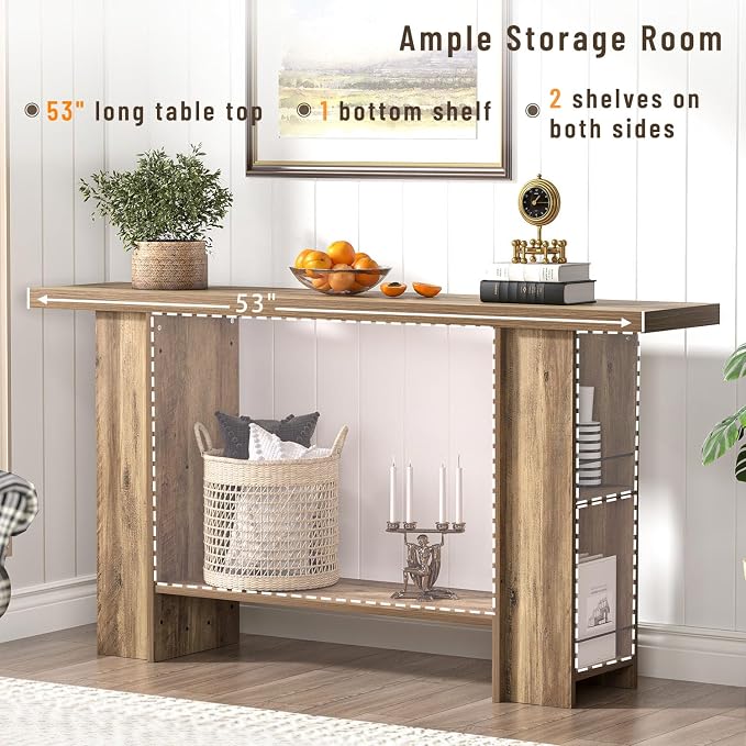 FOLUBAN 53 Inch Long Entryway Table, 2-Tier Wood Console Table - Image 6