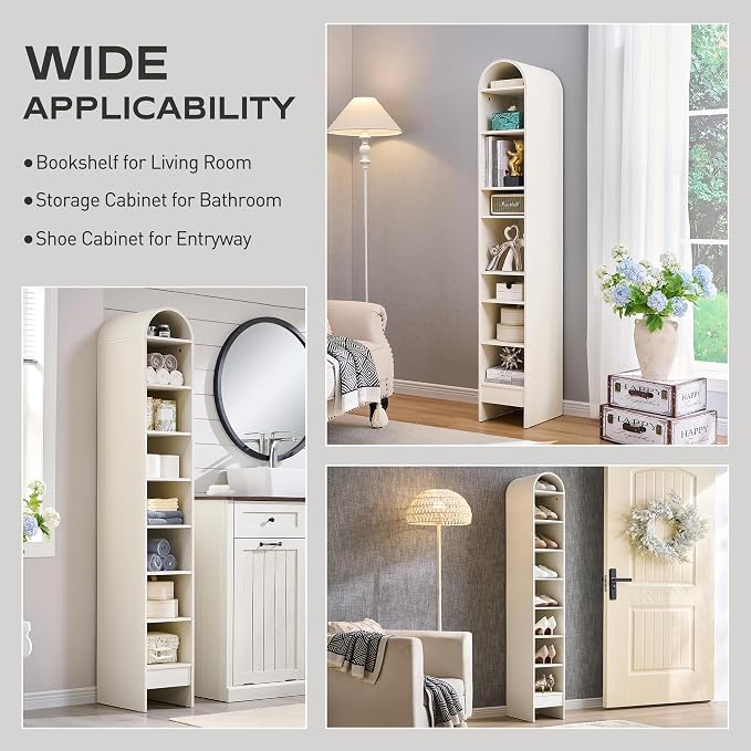IFGET 67" Tall Arched Bookshelf, 8 Tiers Arch Bookcase - Image 5