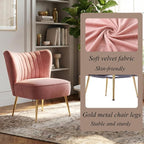 Velvet Accent Chairs Set of 2 Comfy Living Room Chair Armless Slipper Chair Mid - Image 6