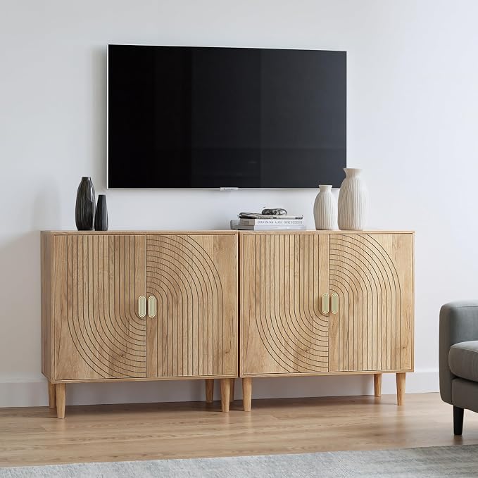 Smuxee Oak Sideboard Cabinet, Freestanding Buffet Cabinet - Image 3
