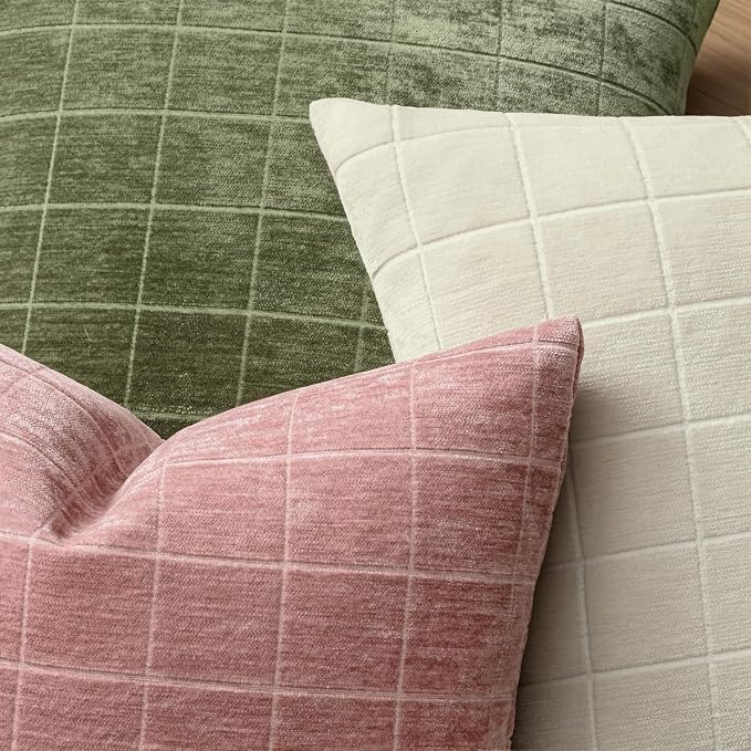 MIULEE Valentines Decorative Chenille Throw Pillow Covers Vintage Plaid Couch - Image 2