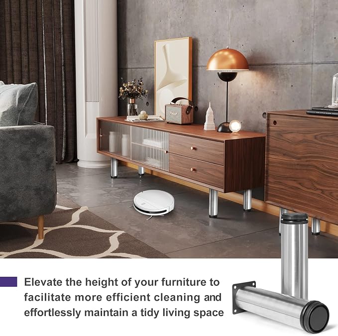 8 Inch Metal Furniture Legs Stainless Steel Adjustable Legs Silver Metal Legs - Image 4