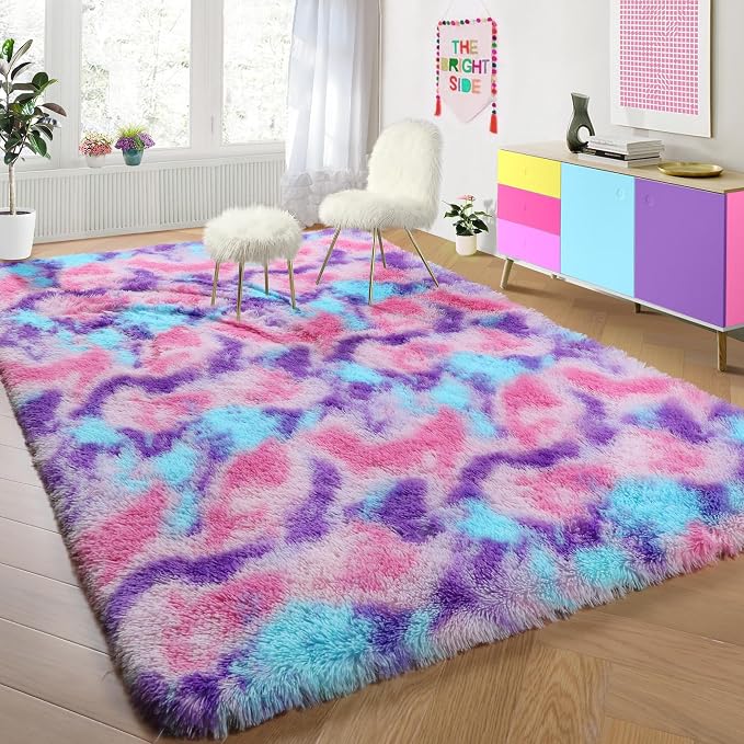 Ultra Soft Rainbow Rugs for Bedroom Girls 3x5 Ft, Colorful Princess Carpet | - Image 4