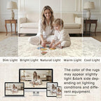 8x10 Area Rugs Living Room: Bedroom Washable Carpet Beige White | Vintage Boho - Image 5