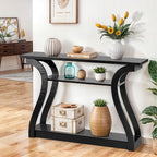 SUPER DEAL Wood Console Table 3 Tier Narrow Entryway Table - Image 4