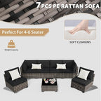 KIGOTY 7-Piece Patio Furniture Set, All-Weather PE Rattan Outdoor Sectional Sofa - Image 7