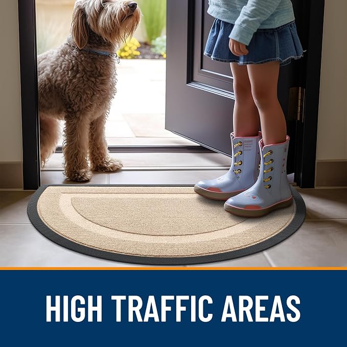 OLANLY Half Circle Front Door Mat Outside 35x23 All-Season Rubber Doormat | - Image 6