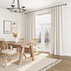 Beige White 100% Blackout Linen Curtains 80 Inch Length 2 Panels Set - Image 8