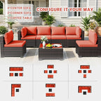 CHABATREE 7pcs Outdoor Patio Furniture Sets, Rattan Conversation Sectional Set - Image 6