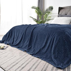 BEDELITE 3D Ribbed Jacquard Navy Blue Full Size Blankes by BEDELITE