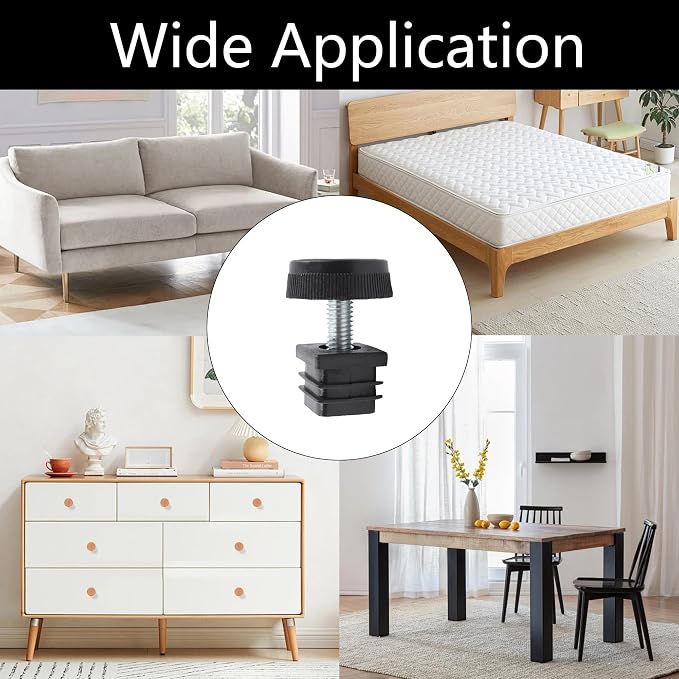 8Pcs Adjustable Leveling Feet 25 x 25mm Square Insert Kit Furniture Glide - Image 7